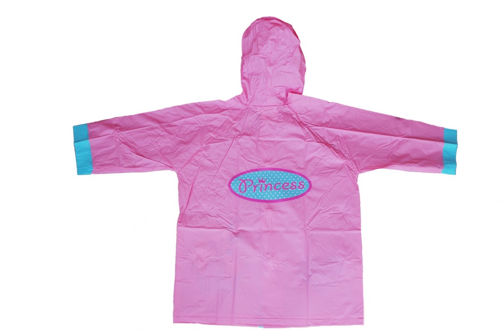 R-1021-1005-4 disney princess pink pvc vinyl kids best rain jacket back Furthertrade.com the best raincoat manufacturers and suppliers