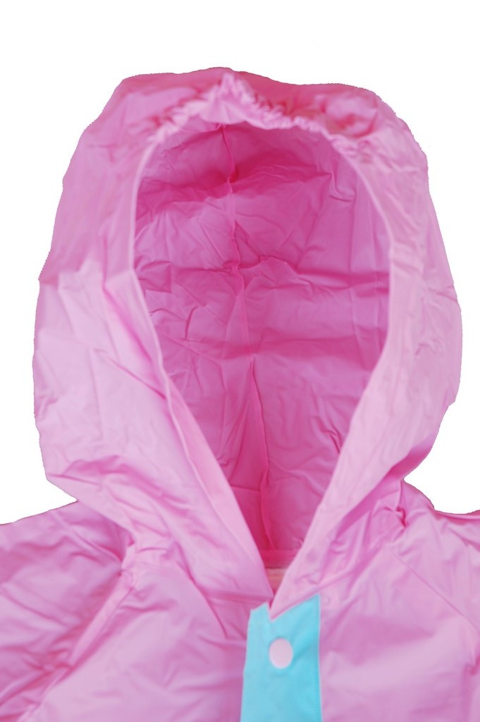 R-1021-1005-4 disney princess pink pvc vinyl kids best rain jacket hood front Furthertrade.com the high quality raincoat manufacturer and supplier