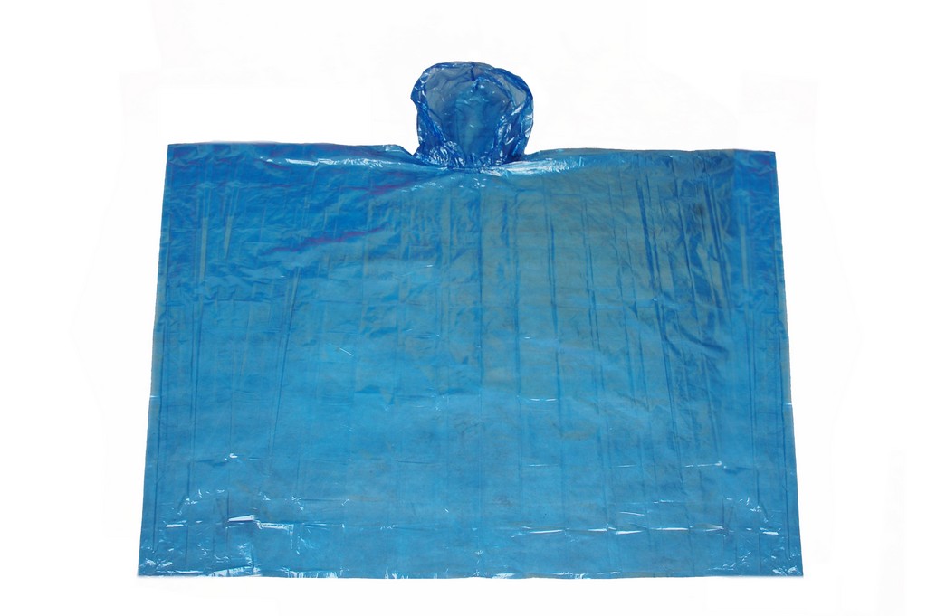R-1037 PE blue disposable rain waterproof poncho front Furthertrade.com the excellent China raincoat manufacturer and supplier