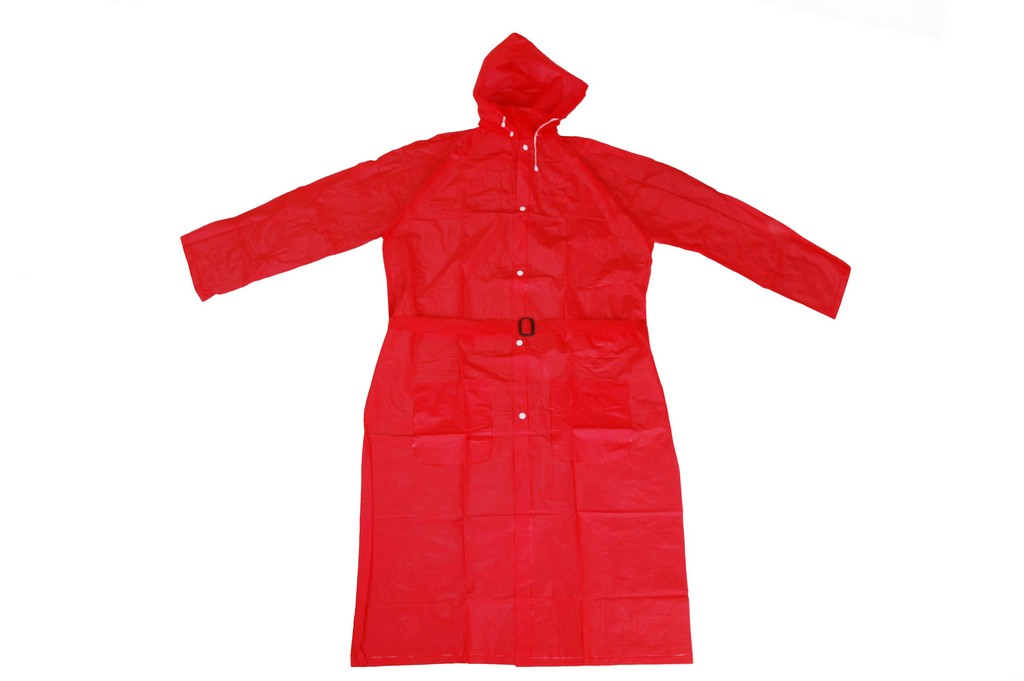 R-1056 PVC Vinyl red Adult rain long ladies waterproof jackets front Furthertrade.com The excellent raincoat manufacturer and supplier