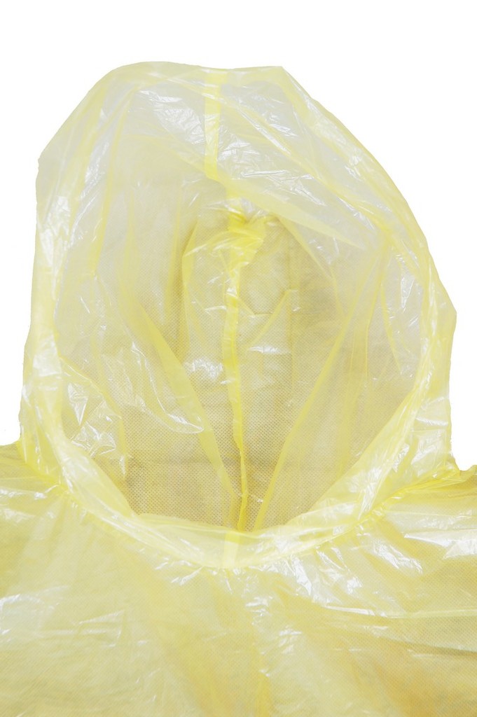 R-1095 PE yellow disposable rain lightweight waterproof jacket hood front Furthertrade.com the best raincoat manufacturers and suppliers