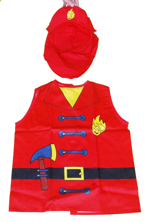 ML-AP-2001 firemen red cotton kids paint childrens aprons and hat Furthertrade.com the excellent apron suppliers and manufacturers