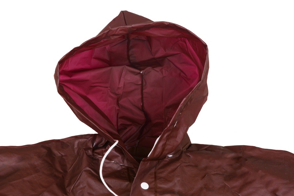 R-1058-6 brown eva peva long rains jacket hood with drawstring Furthertrade.com the best raincoat suppliers and manufacturers