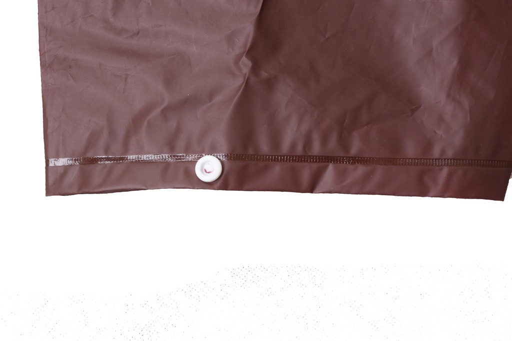R-1058-6 brown eva peva long rains jacket sleeve cuff with button Furthertrade.com the excellent raincoat manufacturer and supplier