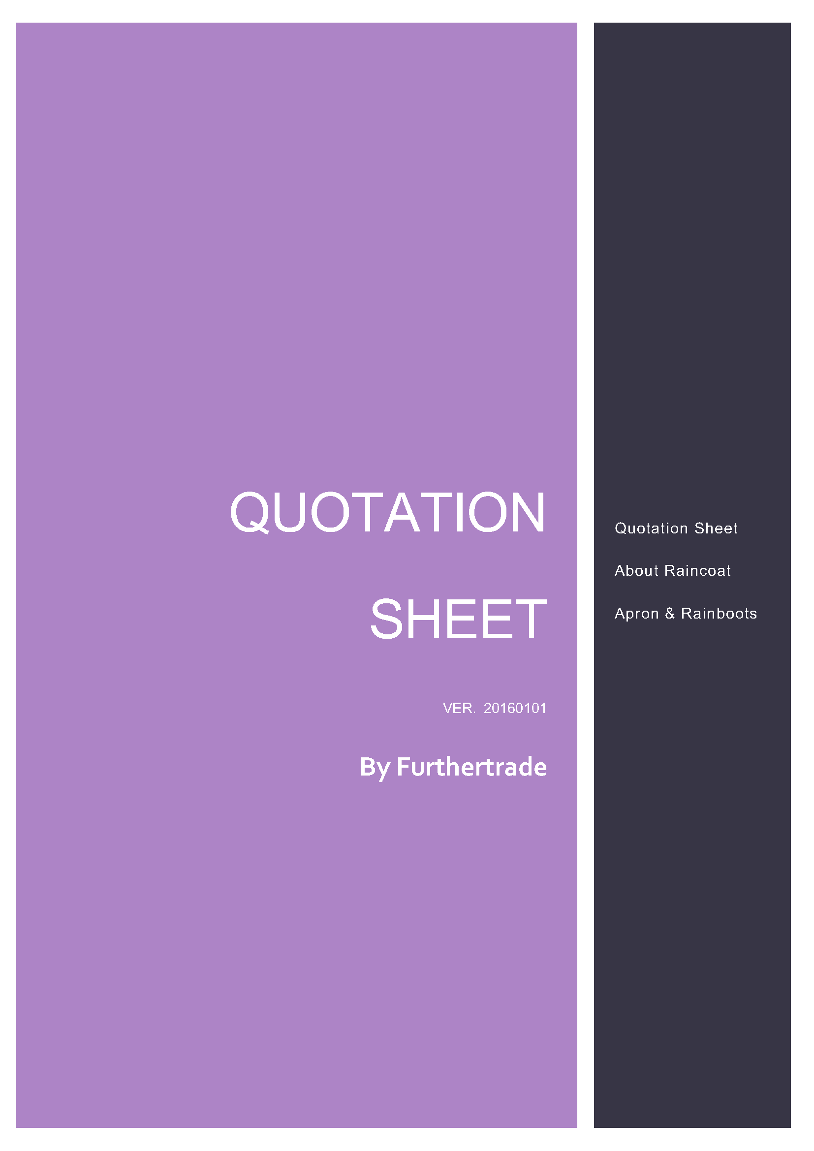 Raincoat Quotation Sheet from Furthertrade.com