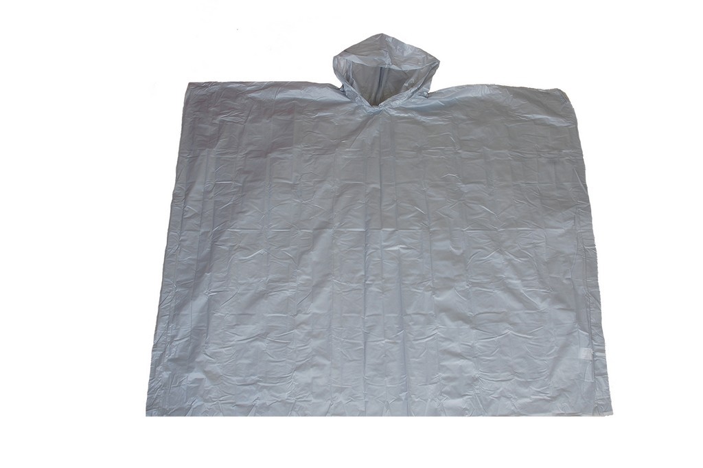 R-1020A-PEVA-03 sliver peva disposable rain ponchos for men front Furthertrade.com the excellent China raincoat wholesale manufacturer and supplier