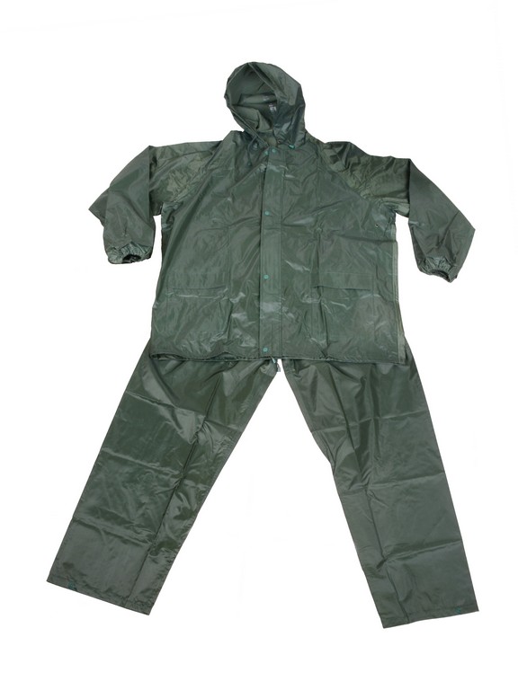 R-0910-6 green polyester nylon rain suit rain jacket and pants Furthertrade.com the excellent raincoat manufacturer and supplier