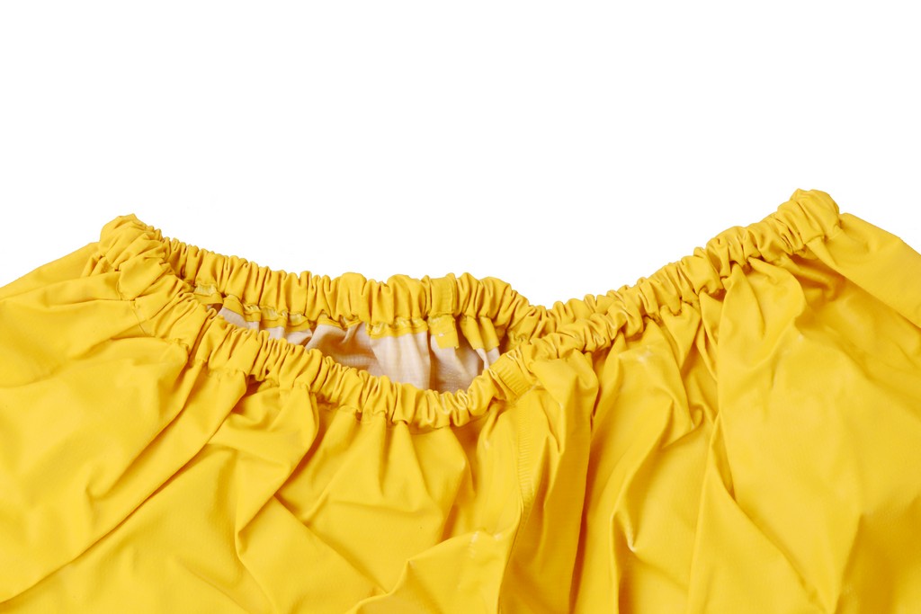 R-1045-1 yellow polyester pvc polyester rain suit pants waist elastic cord Furthertrade.com the high quality China raincoat manufacturer and supplier