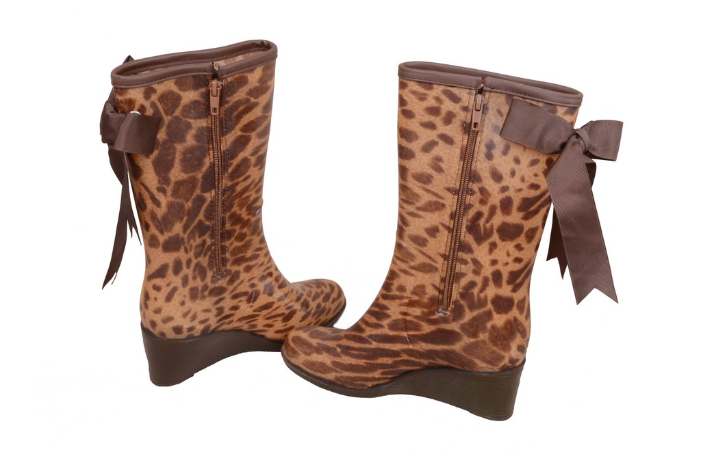 FRB-1001 leopard pvc vinyl womens rain boots side Furthertrade.com the high quality rain boots manufacturer and supplier