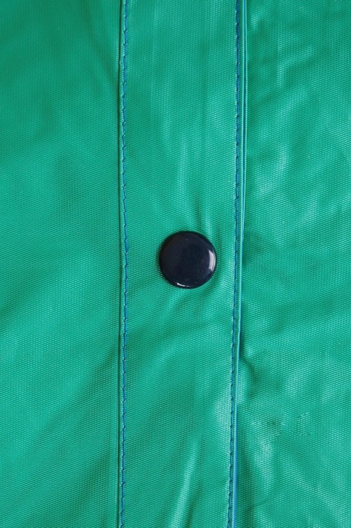 R-1057-1 green and blue reversible pvc vinyl rain best waterproof jacket button Furthertrade.com the most reliable China raincoat wholesale manufacturer and supplier